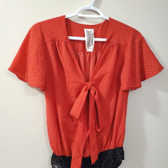 Free People - Uptown Girl Polka Dot and Lace Bodysuit - Size XS - Picture 5 of 10